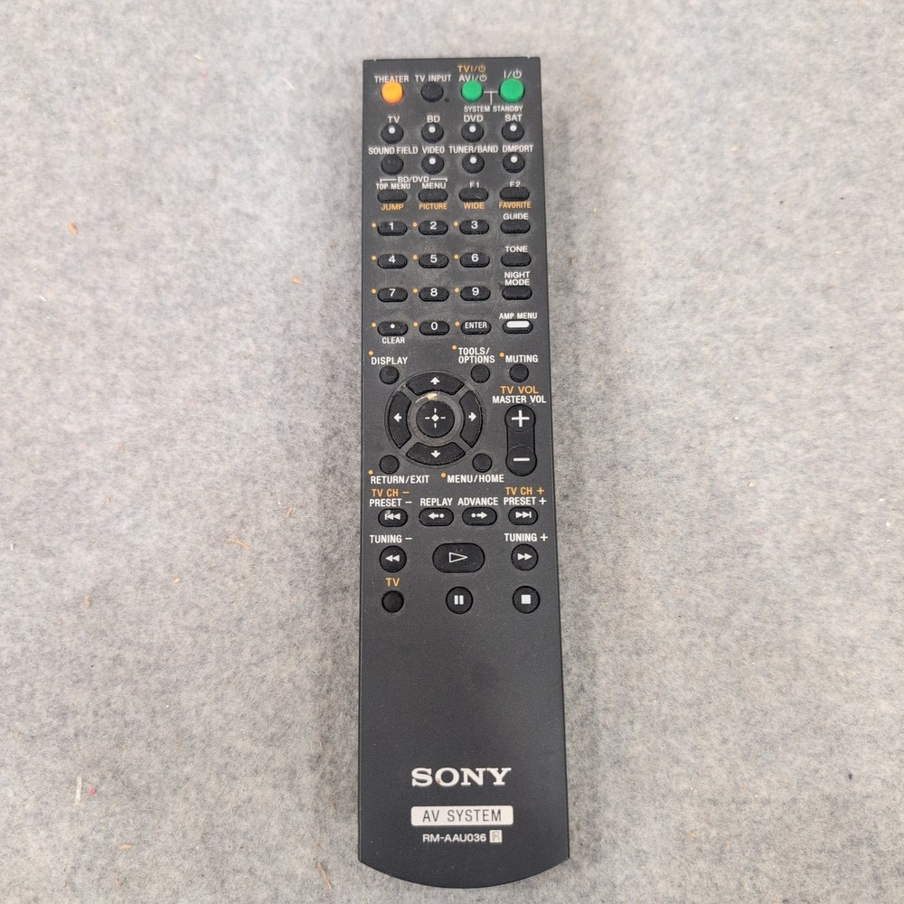 Sony RM-AAU036 AV System Remote Control Black Home Theater Receiver OEM - Picture 1 of 4
